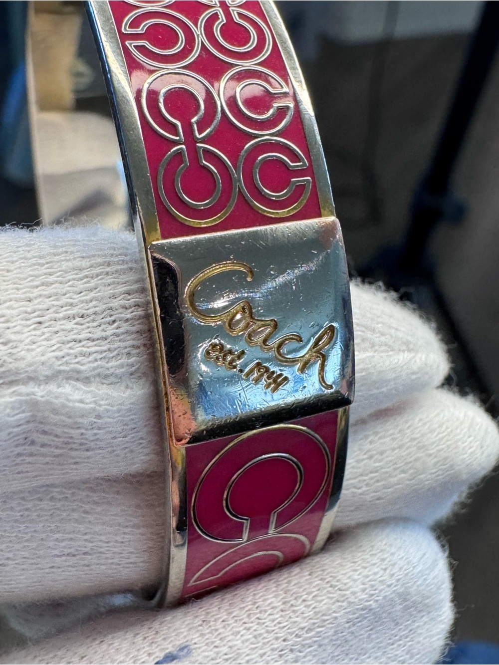 Coach hot pink bangle bracelet 7 1/2 - Picture 4 of 14